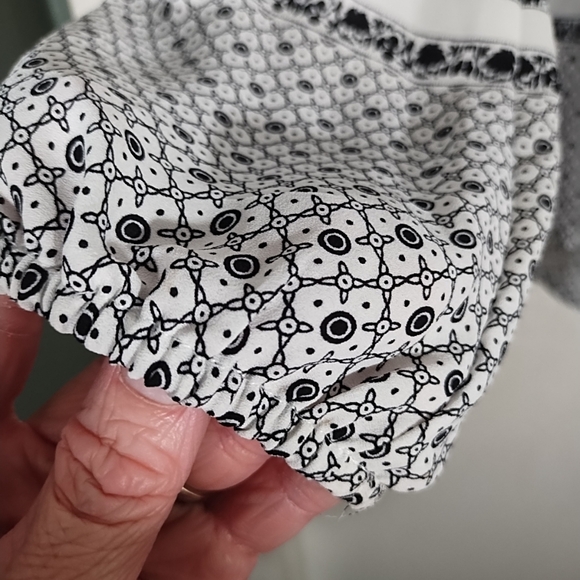 LOFT Black White Half Button Down Blouse Women's Small Boho Tunic Top - Picture 5 of 11